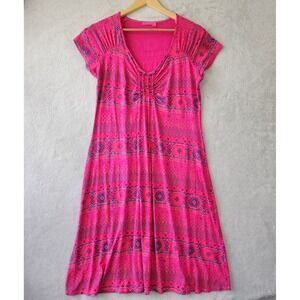 Fresh Produce Dress Womens Size Medium Pink Magenta Geometric Emma Stamped USA